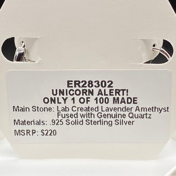 ** RARE UNICORN** Amethyst Fused with Genuine Quartz Hoop Earrings ER28302 - Picture 5 of 5